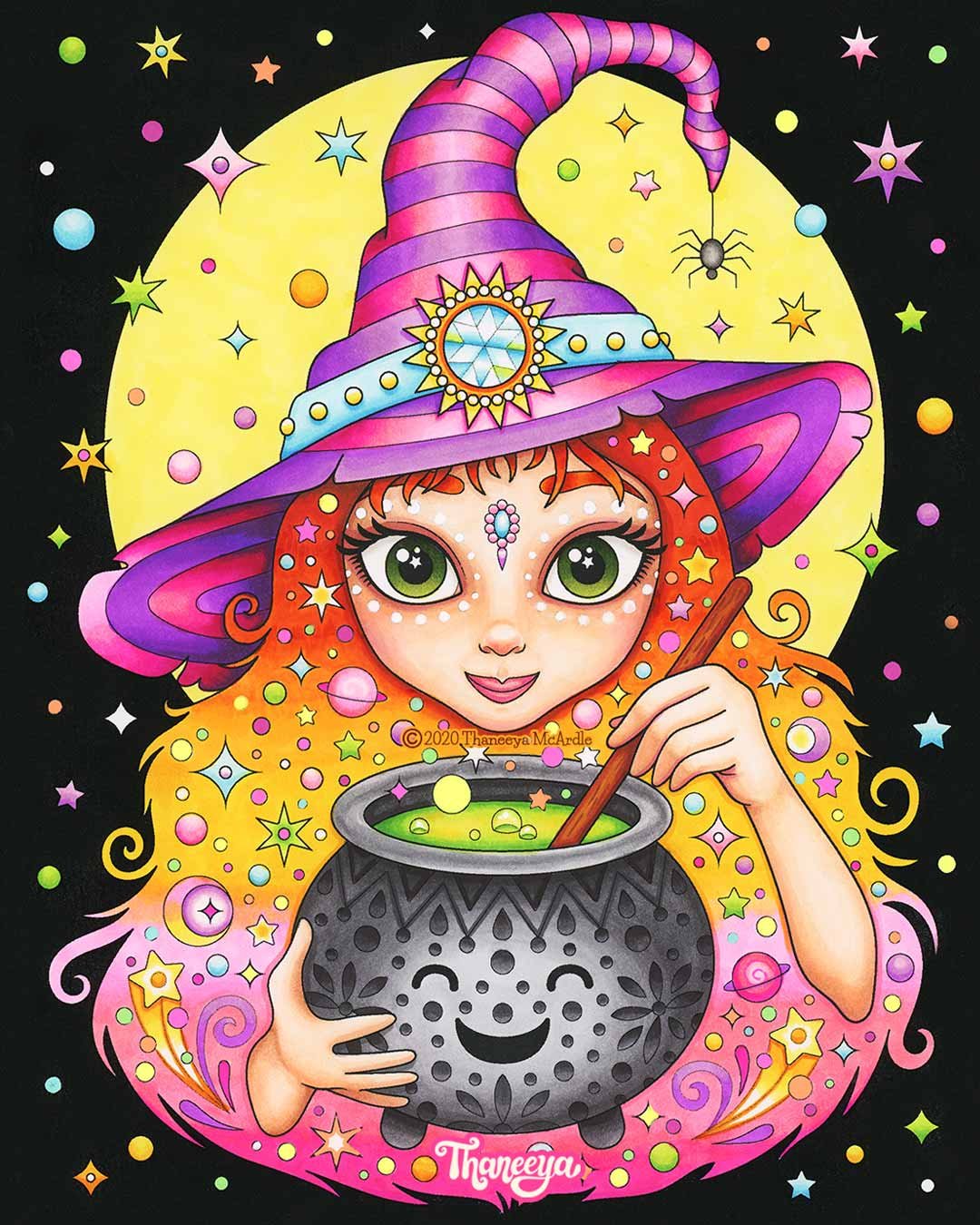 Cute Witch Coloring Page by Thaneeya McArdle
