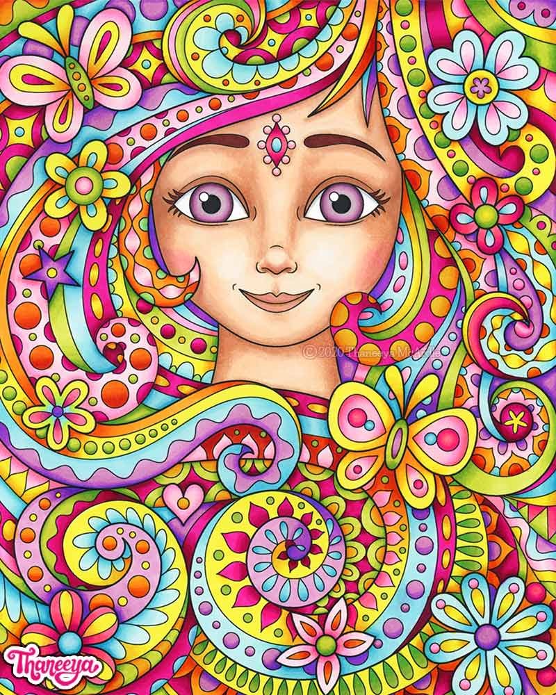 Enchanted Faces Coloring Pages by Thaneeya McArdle