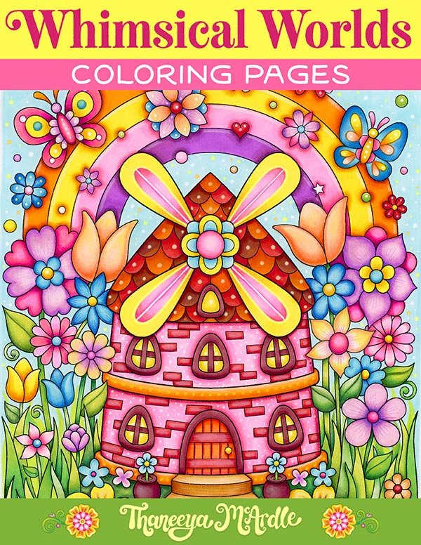 Whimsical Worlds Printable Coloring Pages by Thaneeya McArdle